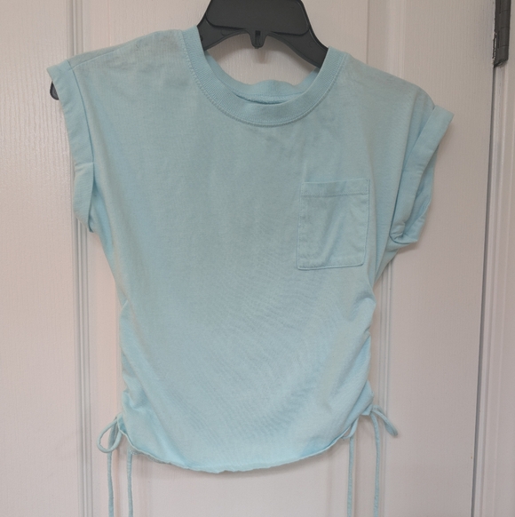 No Boundaries Tops - 🟣 No Boundaries Light Teal Casual Top With Tie Sides